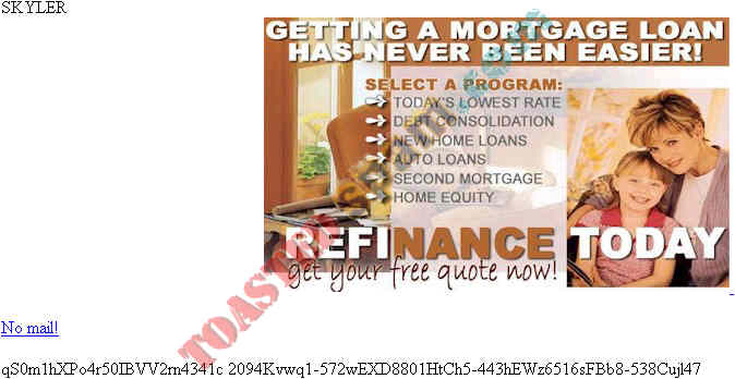 toastedspam.com lowratemortgage.info 0016 - 2003-03-10	mortgage - www.lowratemortgage.info mailto:ttt906@hotmail.com 416-502-2150