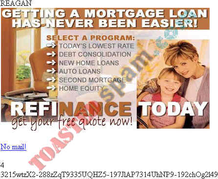 toastedspam.com lowratemortgages.info 0004 - 2003-04-03	mortgage - www.lowratemortgages.info/lead2345 mailto:mortgage9007@yahoo.com