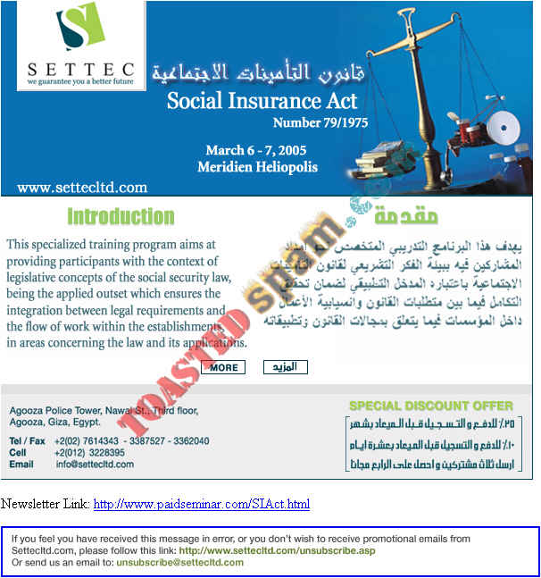 toastedspam.com paidseminar.com 0001 - 2005-01-20	settecltd.com www.paidseminar.com/SIAct.html - mailto:domains@networkegypt.com