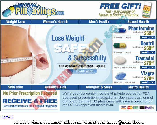 toastedspam.com pillsavings2.com 0001 - 2003-06-24	drugs - pillsavings2.com/877.php mailto:cs@dns@customer-svc.com 800-761-2144